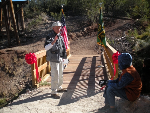 Grady Nicholson, president of NMRTA, addresses the crowd.